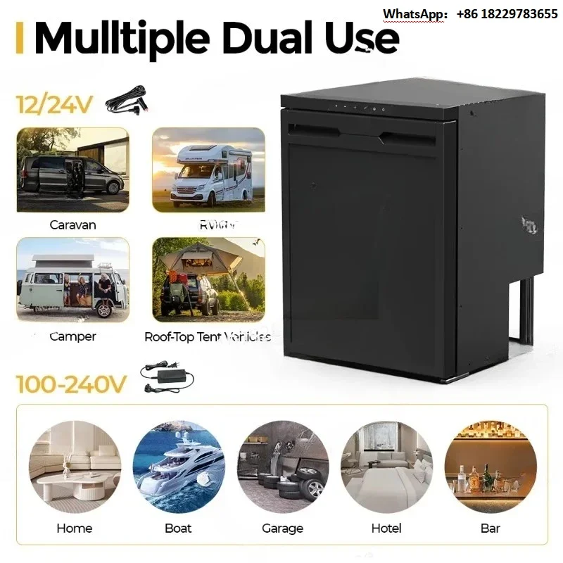 OEM Custom Color 12/24V Mini Fridge Reversible Door Outdoor Camper RV Mobile Home Refrigerator