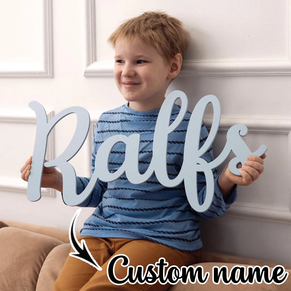 Baby Nursery Keepsake - Custom Wooden Name Sign Matte Pastel