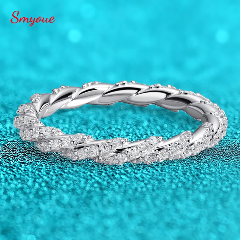 

Smyoue 1mm All Real Moissanite Rings for Women Certified Full Diamond Bridal Jewelry 100% S925 Sterling Silver Wedding Bands GRA