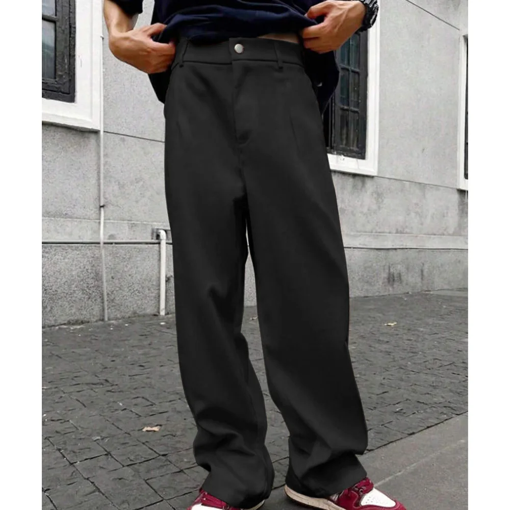 2026 New Men's High Waist Wide Leg Pants Loose Fit Solid Color Trousers Classic Slim Fit Business Work Formal Baggy Pant image 5