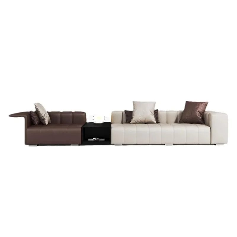 

Shizeng leather line large apartment living room leather sofa high-end straight row leather art