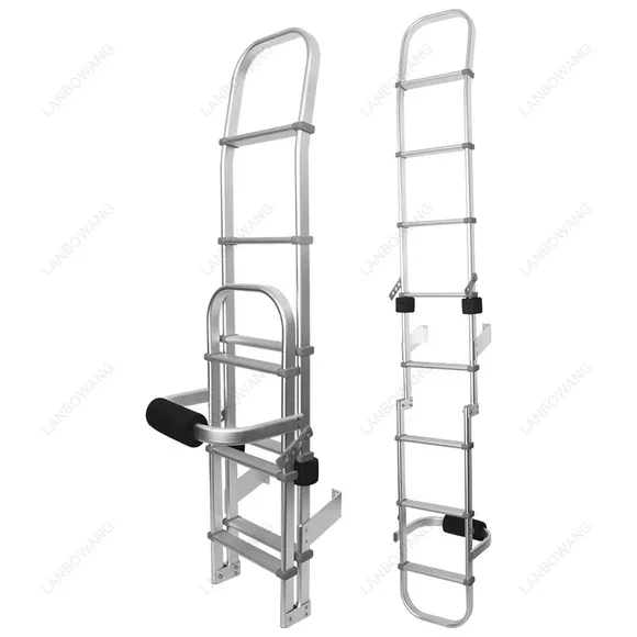 RV Aluminum Climbing Ladder, Multi-purpose Folding Anti-skid Mounting Step for Caravan Outdoor