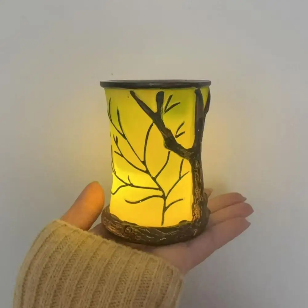 

Forest Theme Night Light Handmade Resin Warm Light Rustic Nature-Inspired Ambient Bedside Lamp for Bedroom Living Room Decor