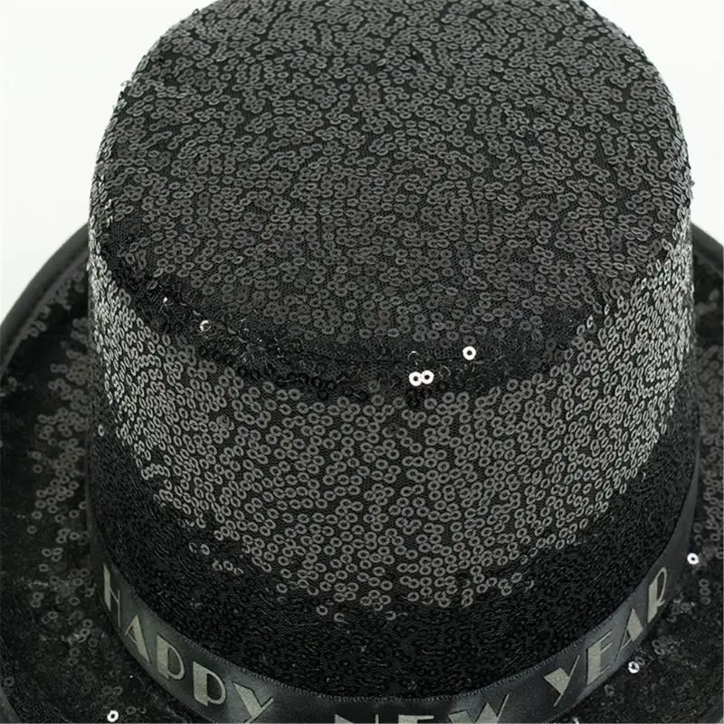 

652F Sparkling New Year Hat Comfortable Durability Hat Fancy Dress Sequins Hat