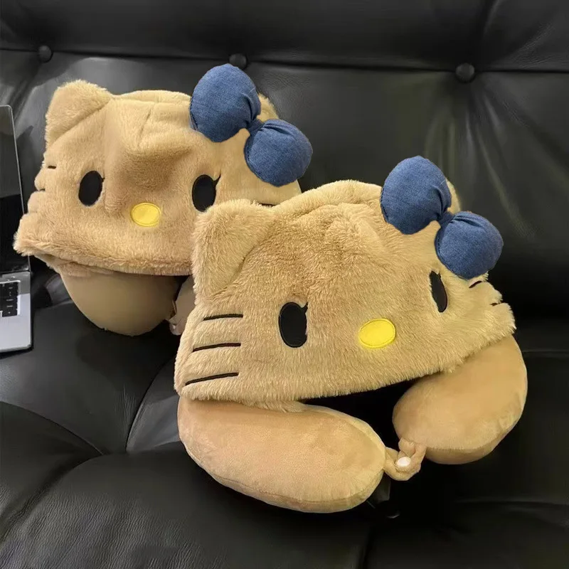 

Sanrio Hello Kitty мультяшная толстовка с капюшоном, блокирующая U-образная подушка для шеи, дорожная помощь для сна, мягкая милая поддержка шеи, Kawaii, домашний декор
