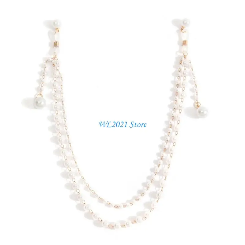 

G5GC Faux Pearls Body Chain No Piercing Nipple Jewelry Noose Rings for Evening Outfit