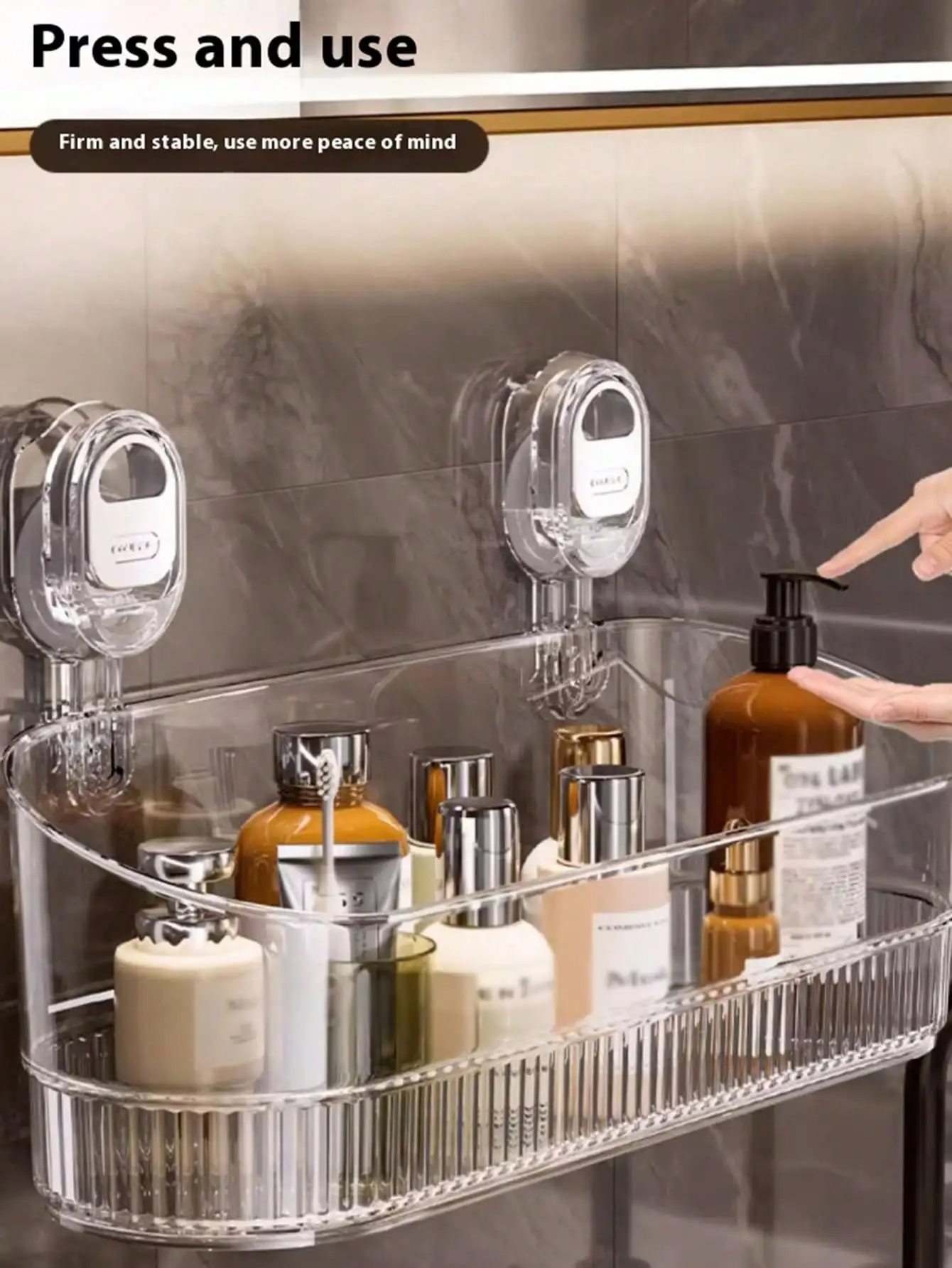 

1pc Large Suction Cup Shower Caddy, Wall-Mounted for Cosmetics & Toiletries, Back to School