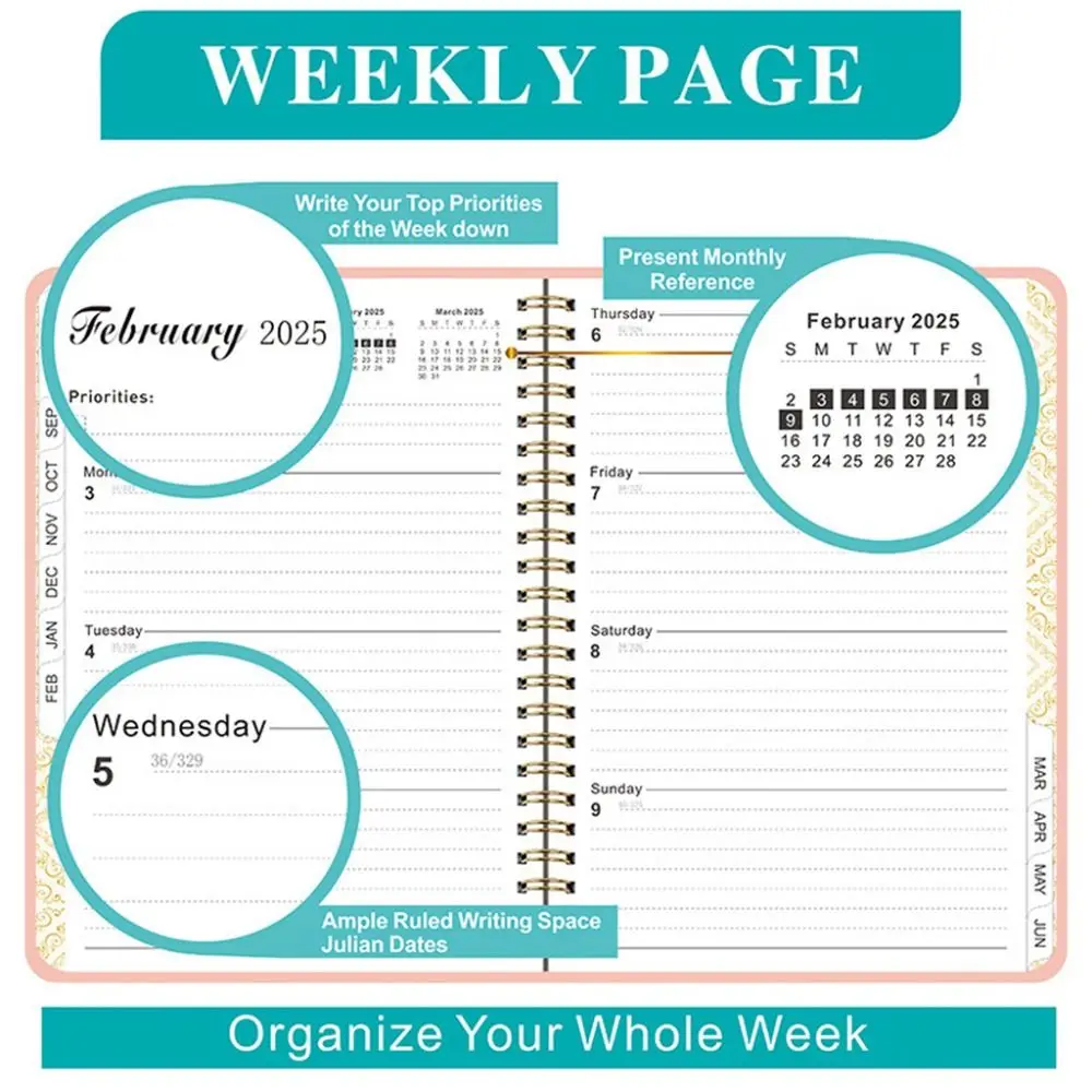 Time Organizer A5 2025 Agenda Planner Notebook 71 Pages Paper 2025 Journal Notebooks Creative Thicken 365 Days Notepad School
