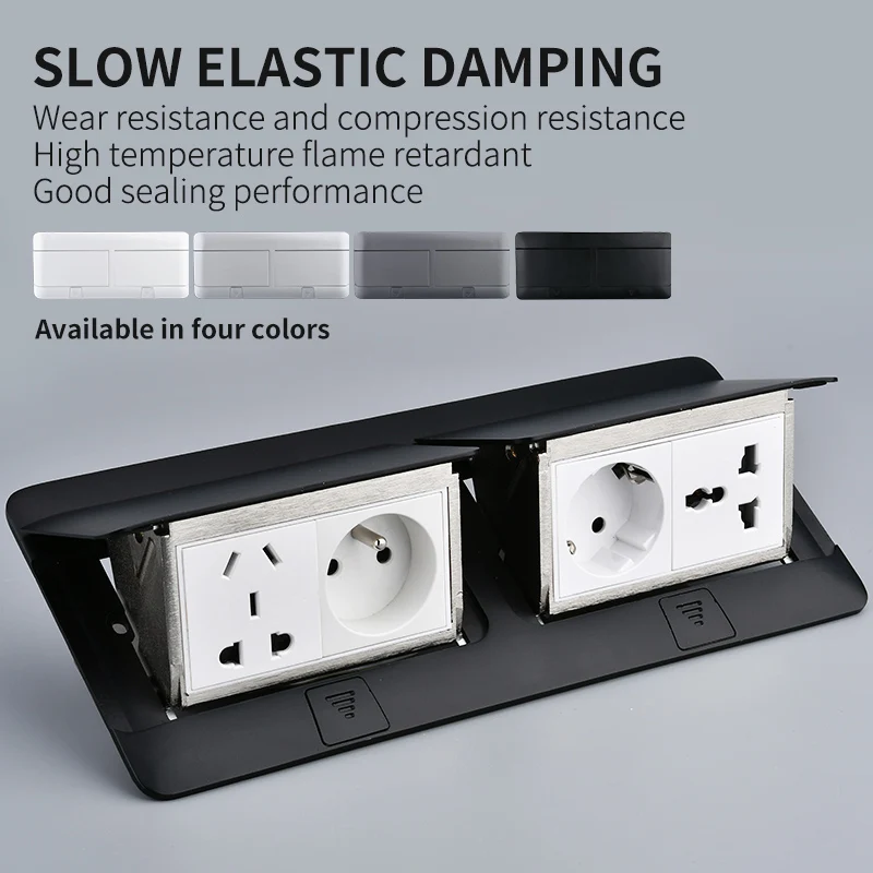 Table Outlet EU Socket With USB HDMI Socket In the Counter Pop Up Desktop Aluminum Cover Socket 146x220mm