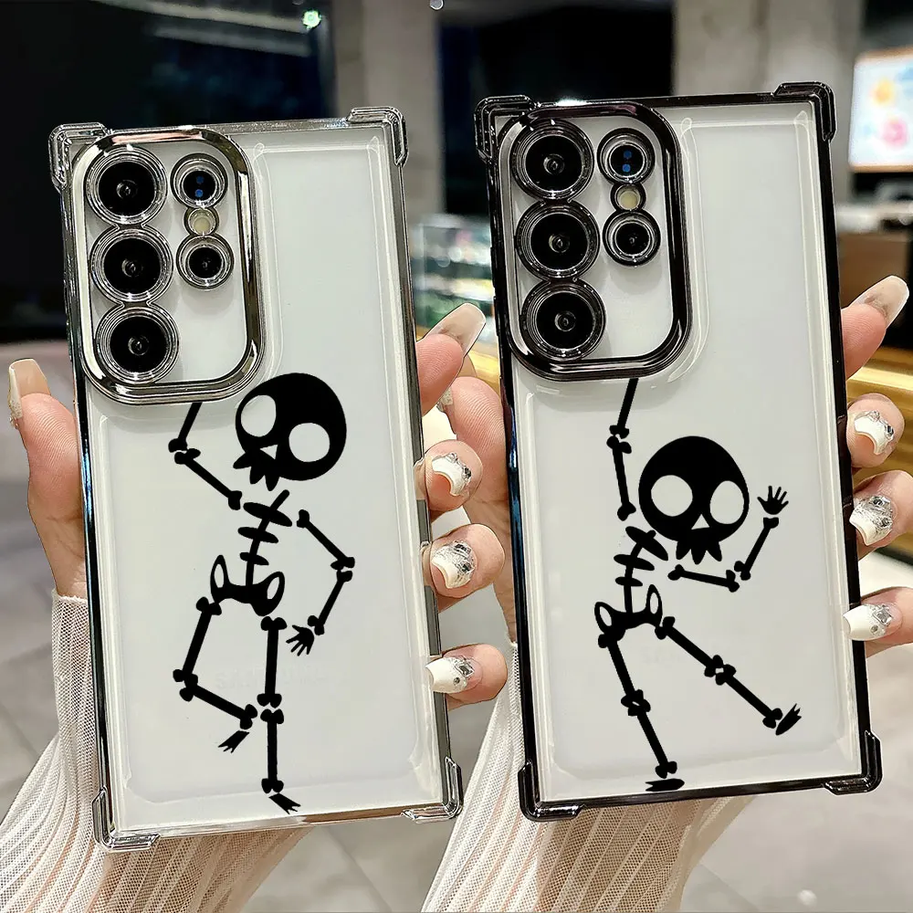 

Funda For Samsung S26Ultra Black Skull Cute Phone Case For Galaxy S25 FE S26 S24 S23 S22 S21 Ultra S20 Plus S25FE 5G Clear Cover