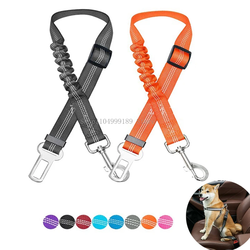 

Adjustable Dog Car Seat Belt Harness for Dogs Nylon Reflective Cushioning Elasticity Car Travel Dog Accessories for Dogs
