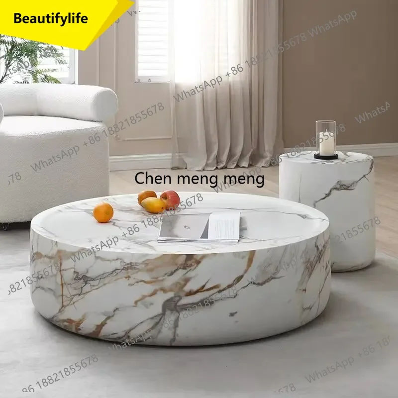 

A53 Luxury Wabi Sabi Round Coffee Table - Premium Marble Tea Table, Designer Art Centerpiece for Elegant Living Room