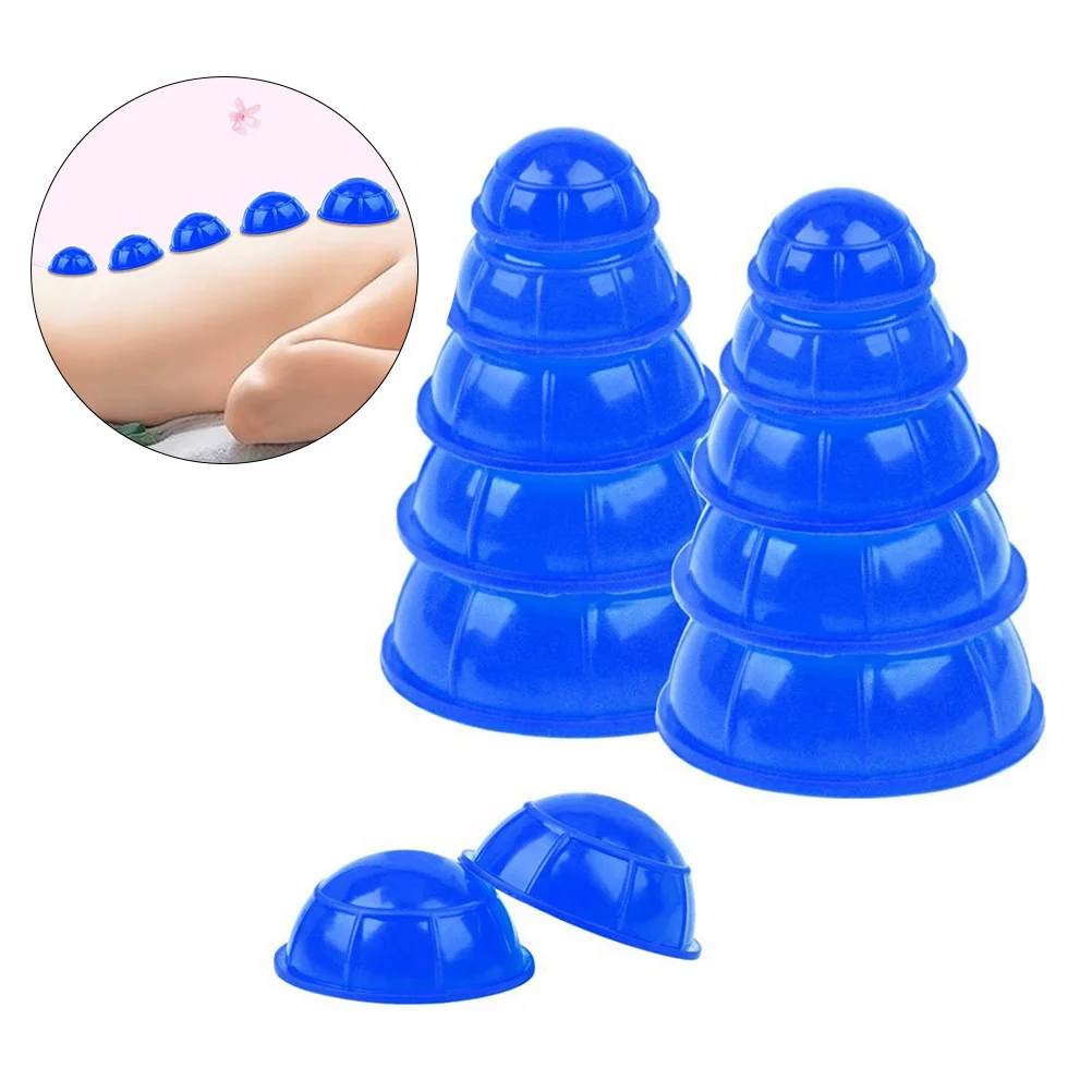 12 pçs silicone médico vácuo massagem cupping ferramentas de massagem corpo cupping copos (azul)