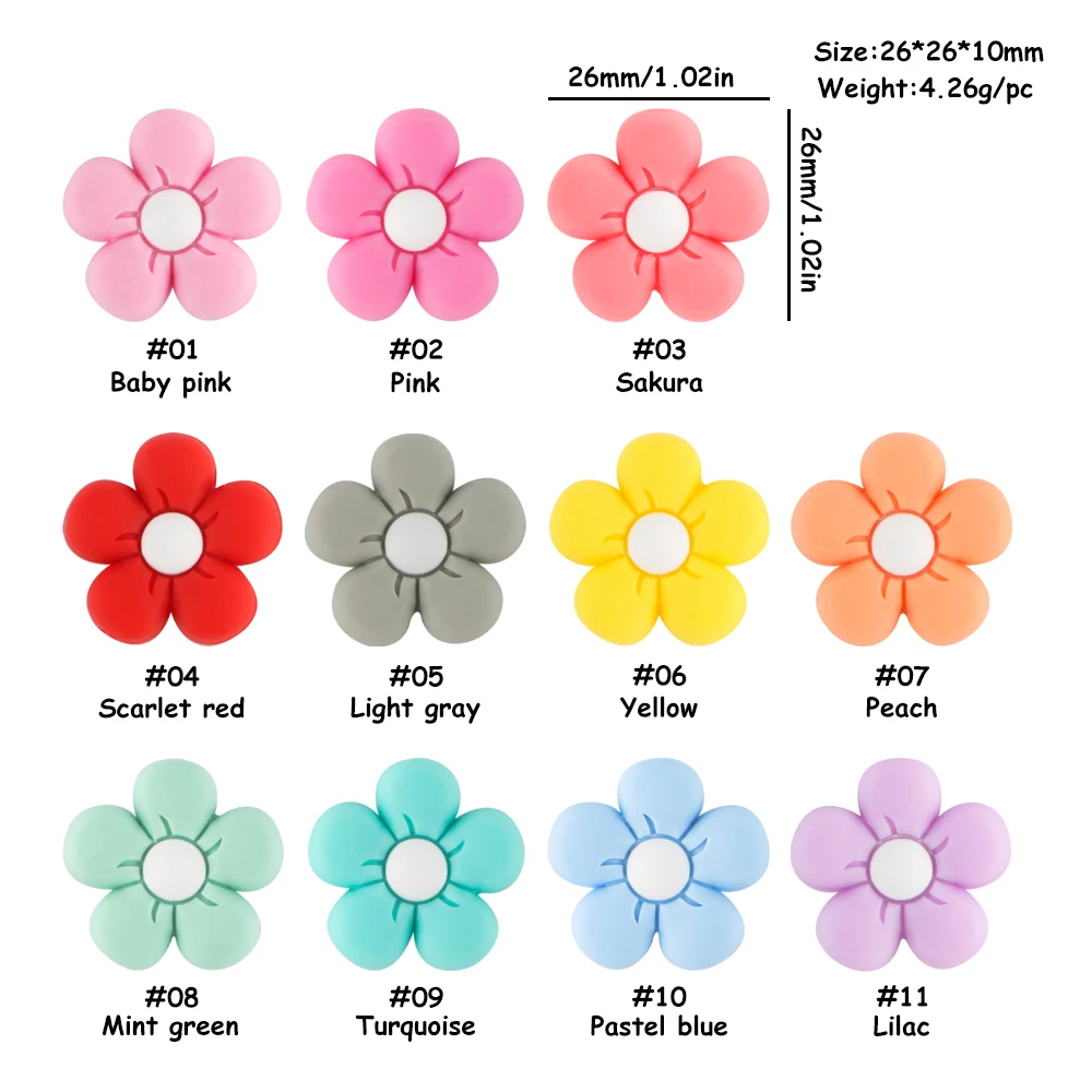 Sunrony 8pcs/Lot Flower Dog Cattle Text Focus Beads Silicone Beads Charms DIY  For Jewelry Making Necklace Bracelets Accessories