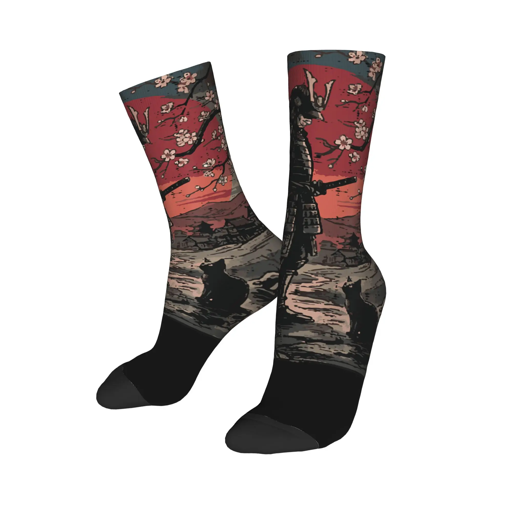 Warrior Cute Cats Lovers Socks Men's Women's Polyester Casual Socks Harajuku Spring Summer Autumn Winter Middle Tube Socks Gift