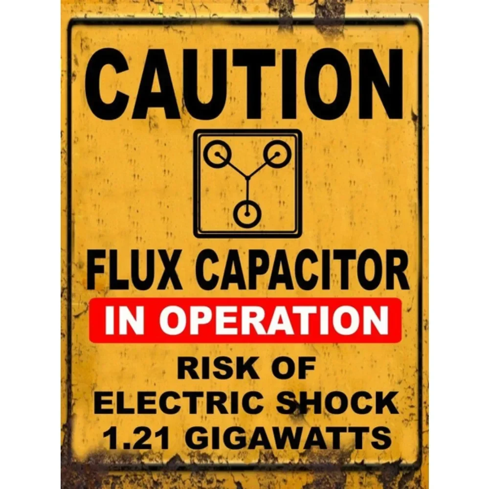 Retro Vintage Doc Brown Back To The Future Flux Capacitor 1.21 Gigawatt Tin Sign 12x8 Inch