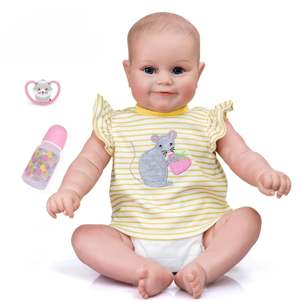 New 49CM Full Vinyl Body Girl Waterproof Reborn Doll Maddie Hand-Detailed Painted Visible Veins Lifelike Doll Christmas Toy Gift