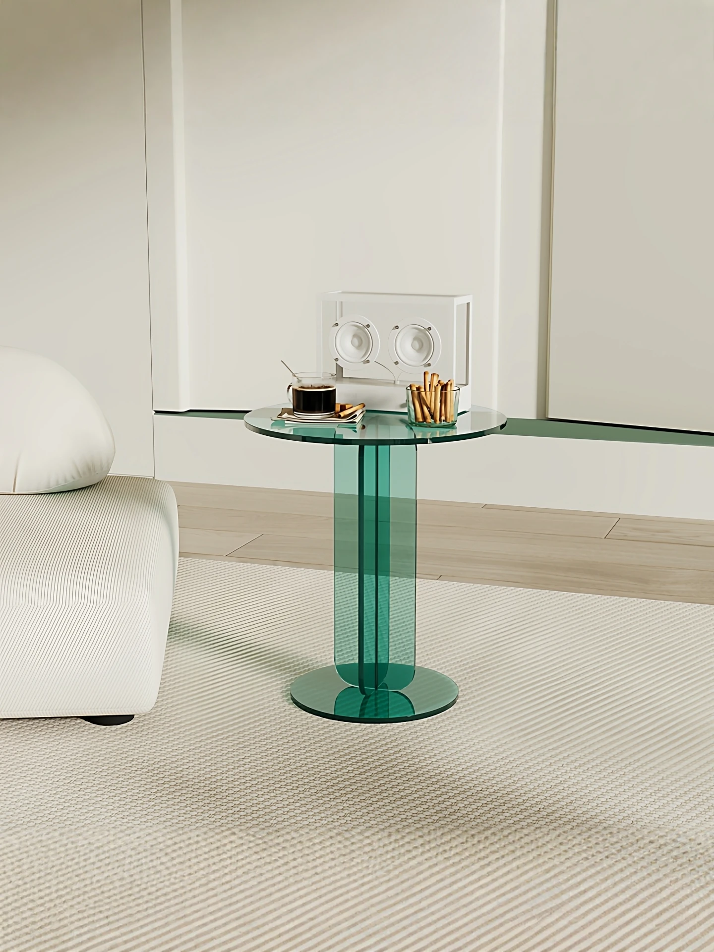 

！@Acrylic Square Durable Coffee Table Sofa Side Table Modern Minimalist Storage Rack Living Room Hotel Apartment Home Furniture