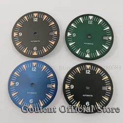 Goutent 32mm Black Blue Green Sterile Watch Dial Green Luminous Fit NH35 NH36 Movement Watch Face