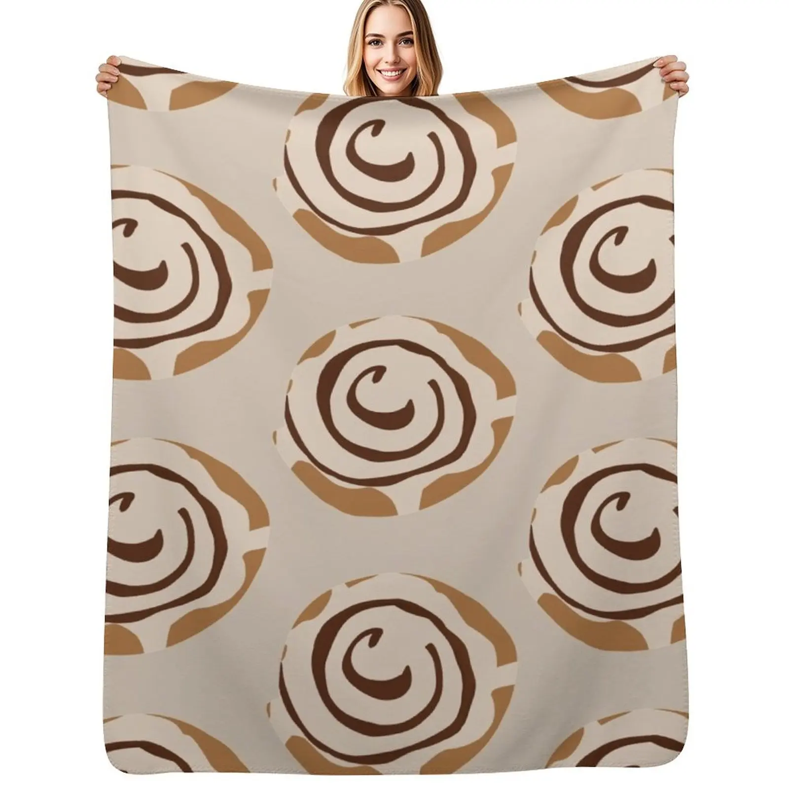 Cinnamon Roll Throw Blanket Warm Plush Fuzzy Blanket for Living Room