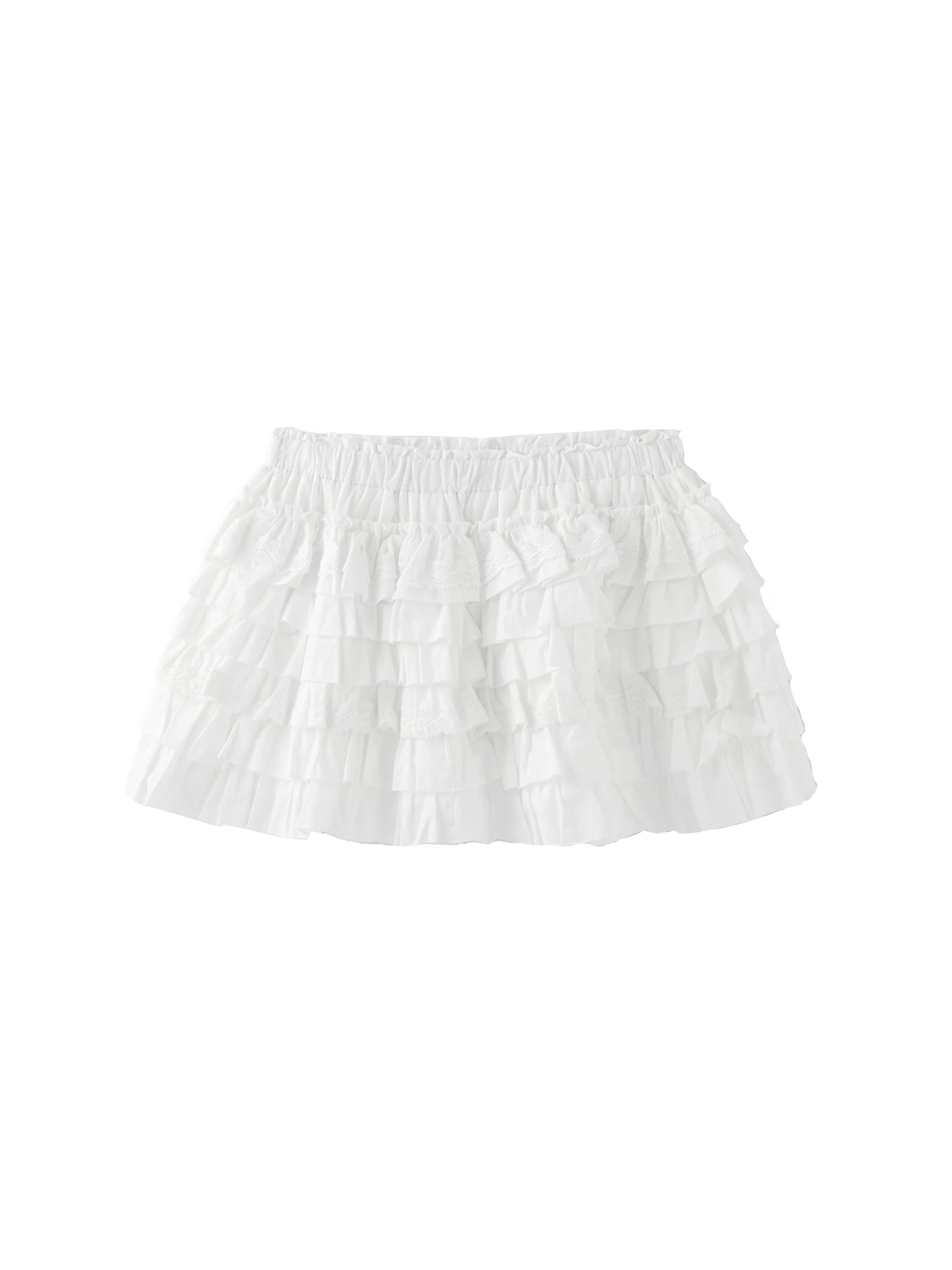 

White Cake Skirt Women's New 2025 Early Autumn High Waist Cotton Gored Girl's Skirt S5537 by Yescci
