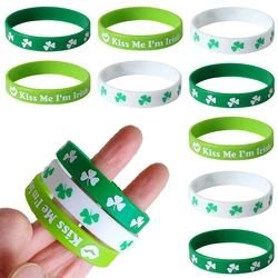 3pcs Happy St Patrick's Day Bracelet Saint Patrick Decoration Props Irish Shamrock Clover Good Luck Wristband Silicone Bracelets