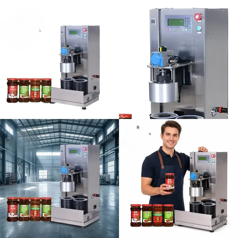 Vacuum Capping Machine Double Station Vacuum Sealing Machine Easy to Operate Suitable for Glass Bottles
