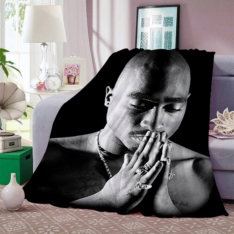 Bed Blanket Sofa Winter 2PAC B-Tupac Warm Fleece Camping Custom Decorative Nap Fluffy Soft Blankets Microfiber Bedding King Size