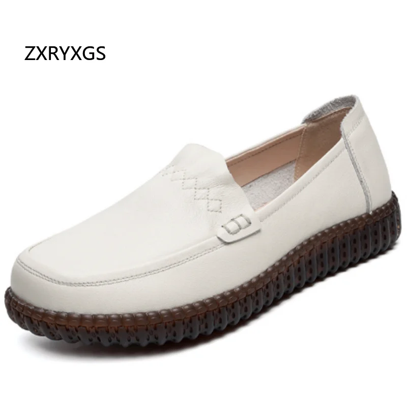 

ZXRYXGS, женские туфли на плоской подошве из мягкой воловьей кожи, 2023, большие размеры, удобная модная элегантная обувь для банкетов, мягкая нескользящая обувь на плоской подошве