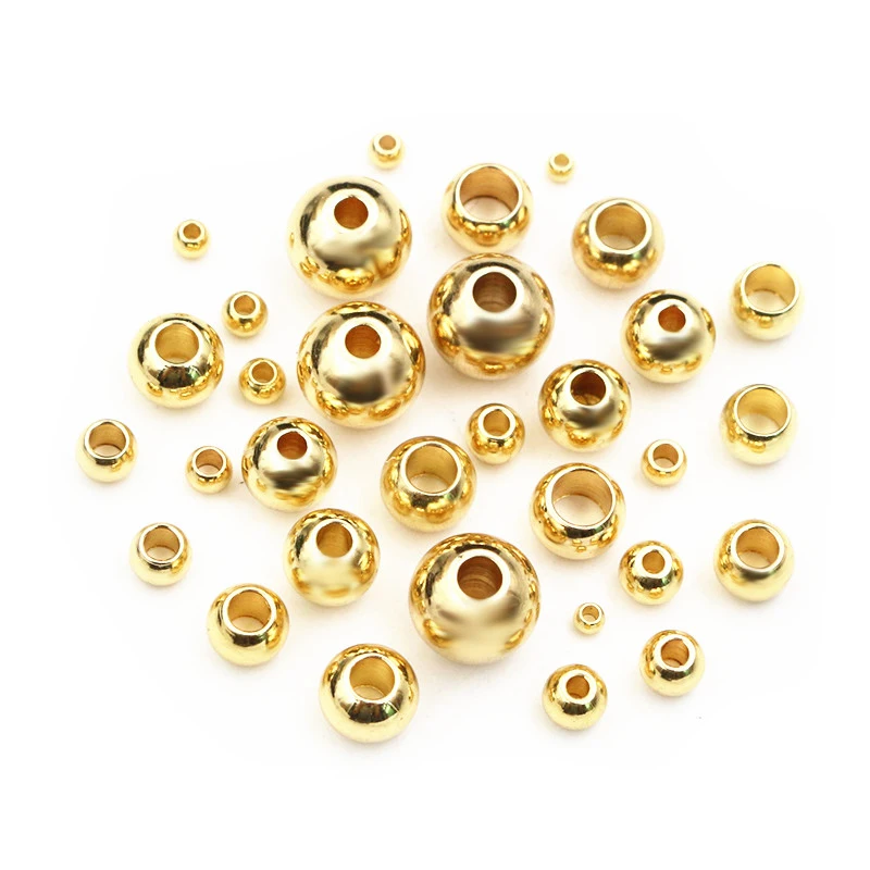 2-8mm Stainless Steel Gold Color Spacer Beads Charm Loose Bead DIY Bracelets Necklace DIY Jewelry Making Findings Charms