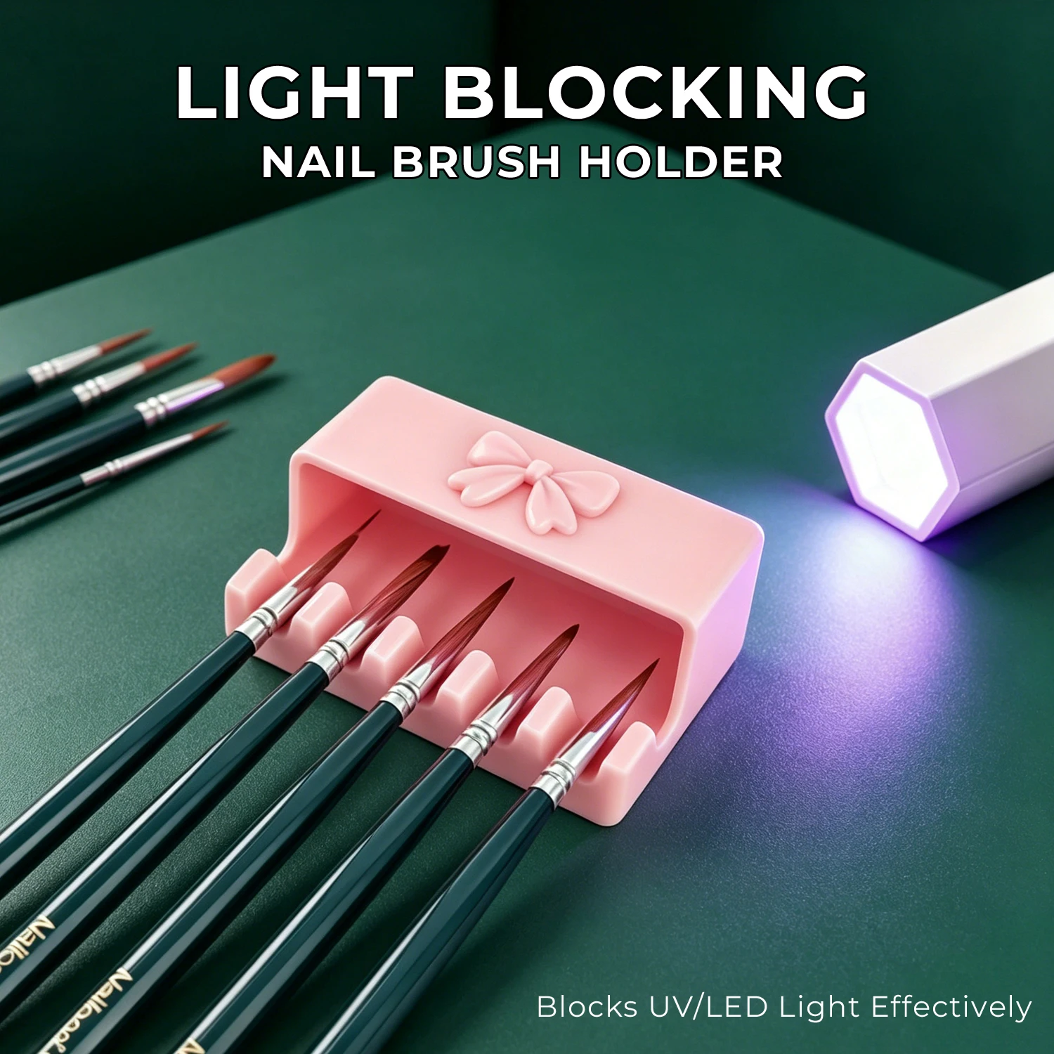 

Nailpop Cute Bowknot Nail Art Brush Holder 5/8 Slots UV LED Blocking 4 Colors Gel Polish Brush Stand Manicurist Tool Prevent 1pc