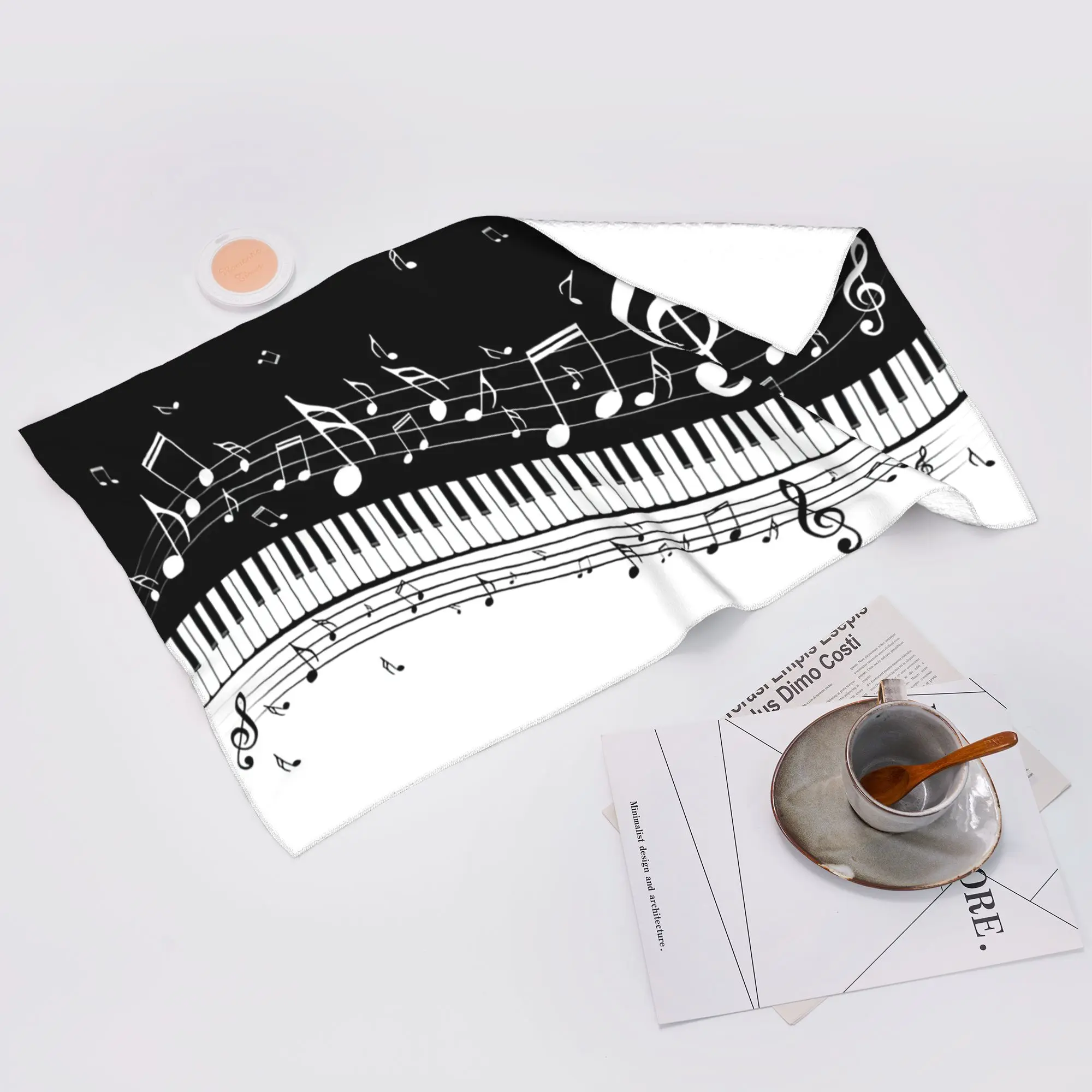 Custom Abstract Piano Keys With Musical Notes Soft Face Towel Quick Dry Pool Bath Cotton Towels Absorbent Quick