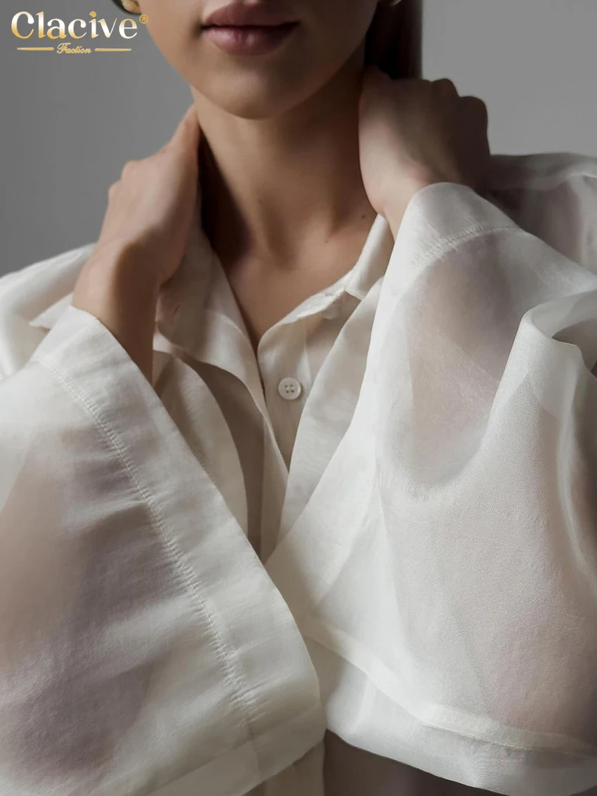 Beige Women's Casual Lapel Shirt - Long Sleeve Blouse