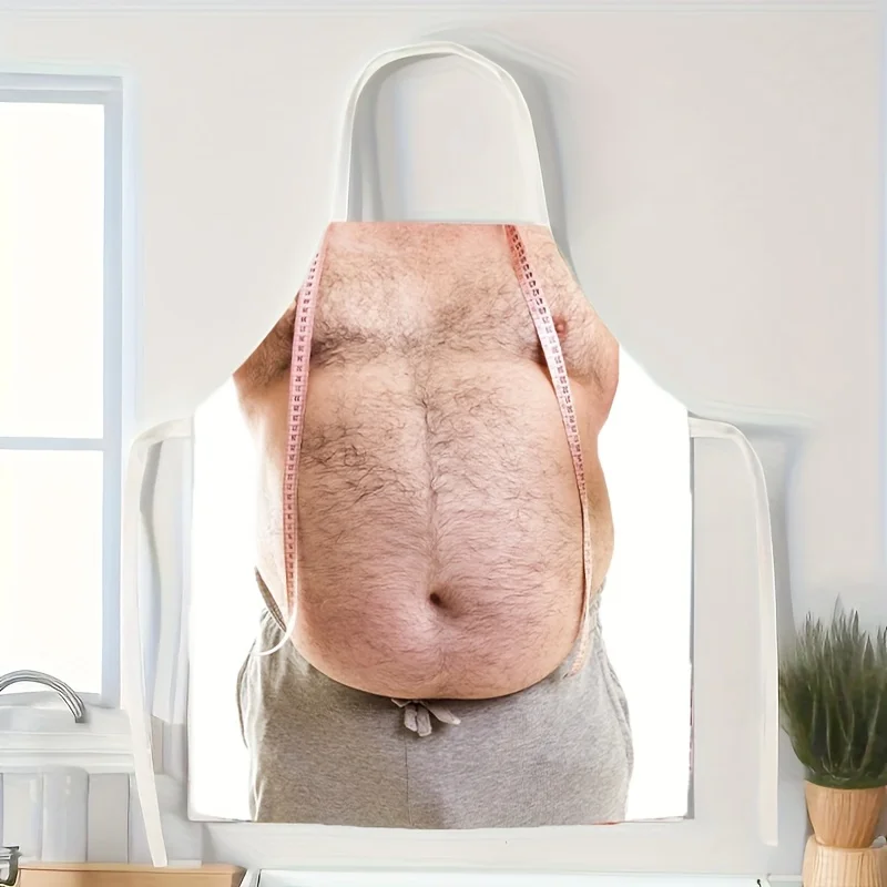 Funny Realistic Belly Apron | Ideal for Cooking & Pranks, Unique Design for Men, Great Gift for Dad and Friends
