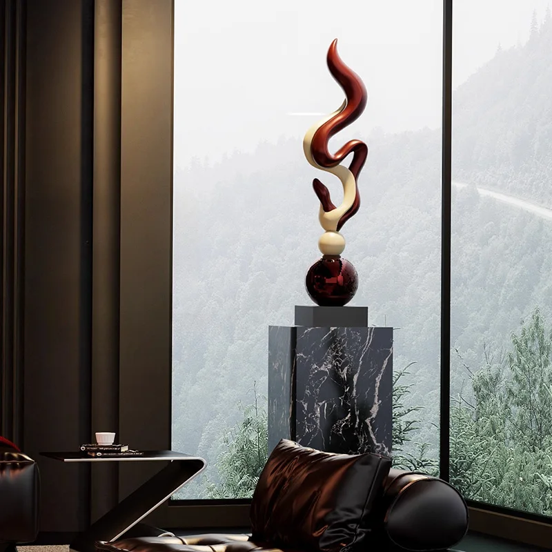 Home Decor Creative Flame Dance New Life Statue Large Art Ornament Abstract Sculpture Villa Office Floor Decor Housewarming Gift