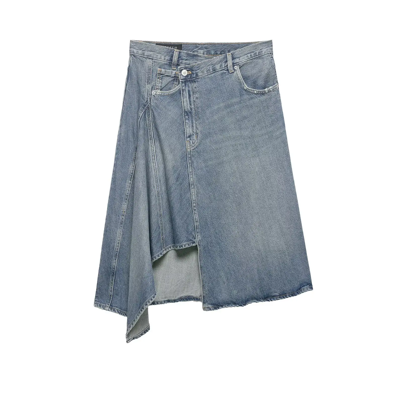 

WOMAN 2026 Summer New Fashion Asymmetric Denim Skirt Retro High Waist Zipper All-match Casual Chic Female Skirts Mujer