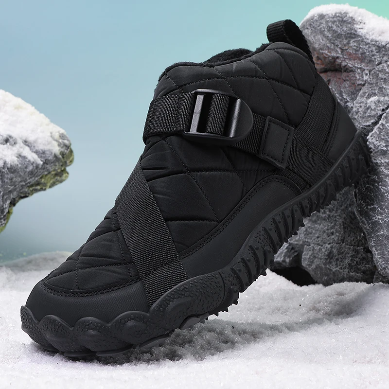 New Winter Booties Men Snow BareFoot Casual Shoes Outdoor Waterproof Work Shoes Warm Fur Men Ankle Shoes Snow Boots Plus Size