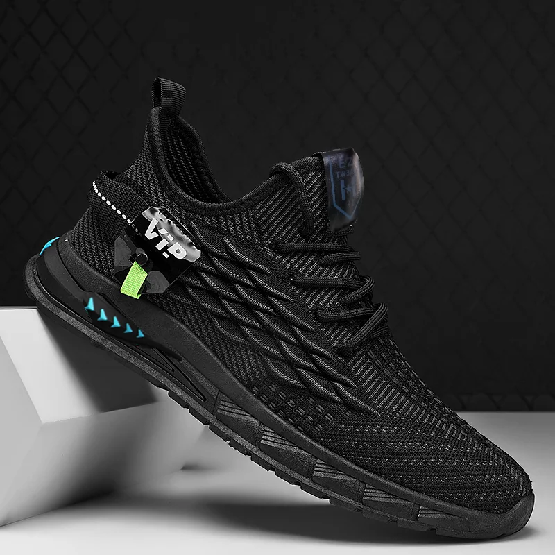 Men's Summer Running Shoes Breathable Mesh Upgraded Version Flat Knitting Style Casual Sports Sneakers Low Cut Slip-On SHOES