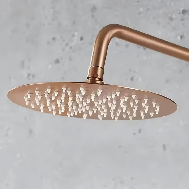 Brushed Rose Gold Rain Shower Head Stainless Steel Ultrathin Water Pressurize Shower Head In Rose Gold, Grey, Brushed Gold