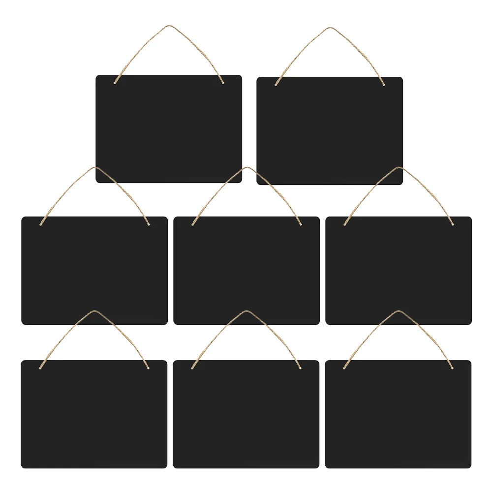8Pcs Wooden Blackboard Hanging Message Board for Shops Offices Homes Wood Chalkboard Sign with Rope for Displaying Information