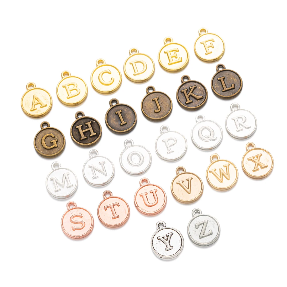 26pcs A-Z Letter Charms Enamel Alphabet Initial Letter Pendant For DIY Handmade Bracelet Necklace Jewelry Making Accessories