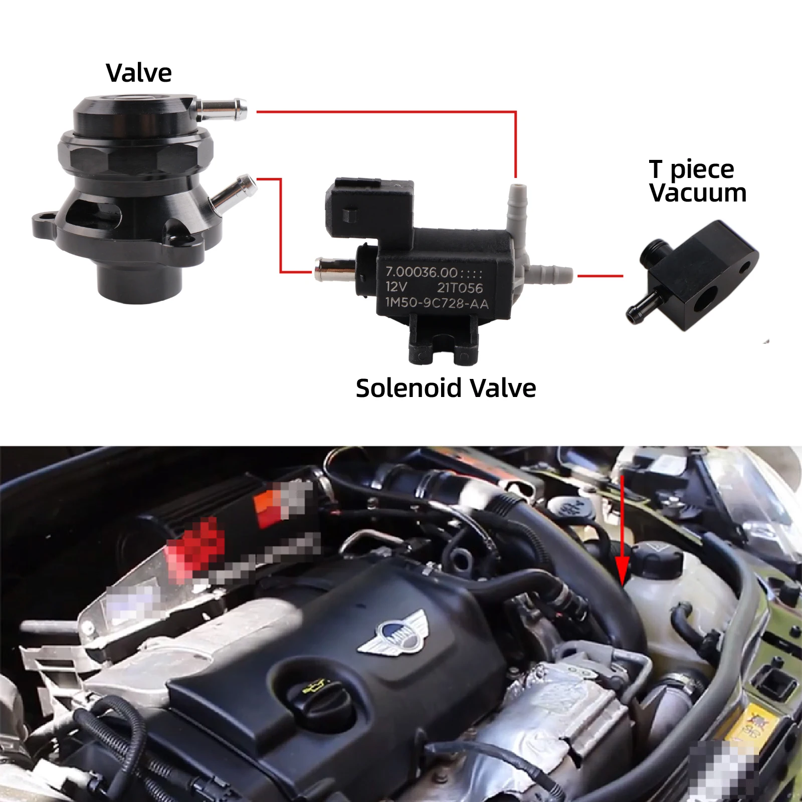 PIKBUK Auto Atmosphere Turbo Intake Blow Off Valve For Peugeot 308 & Mini R56/57 Cooper And Citroen DS5 1.6T Engine