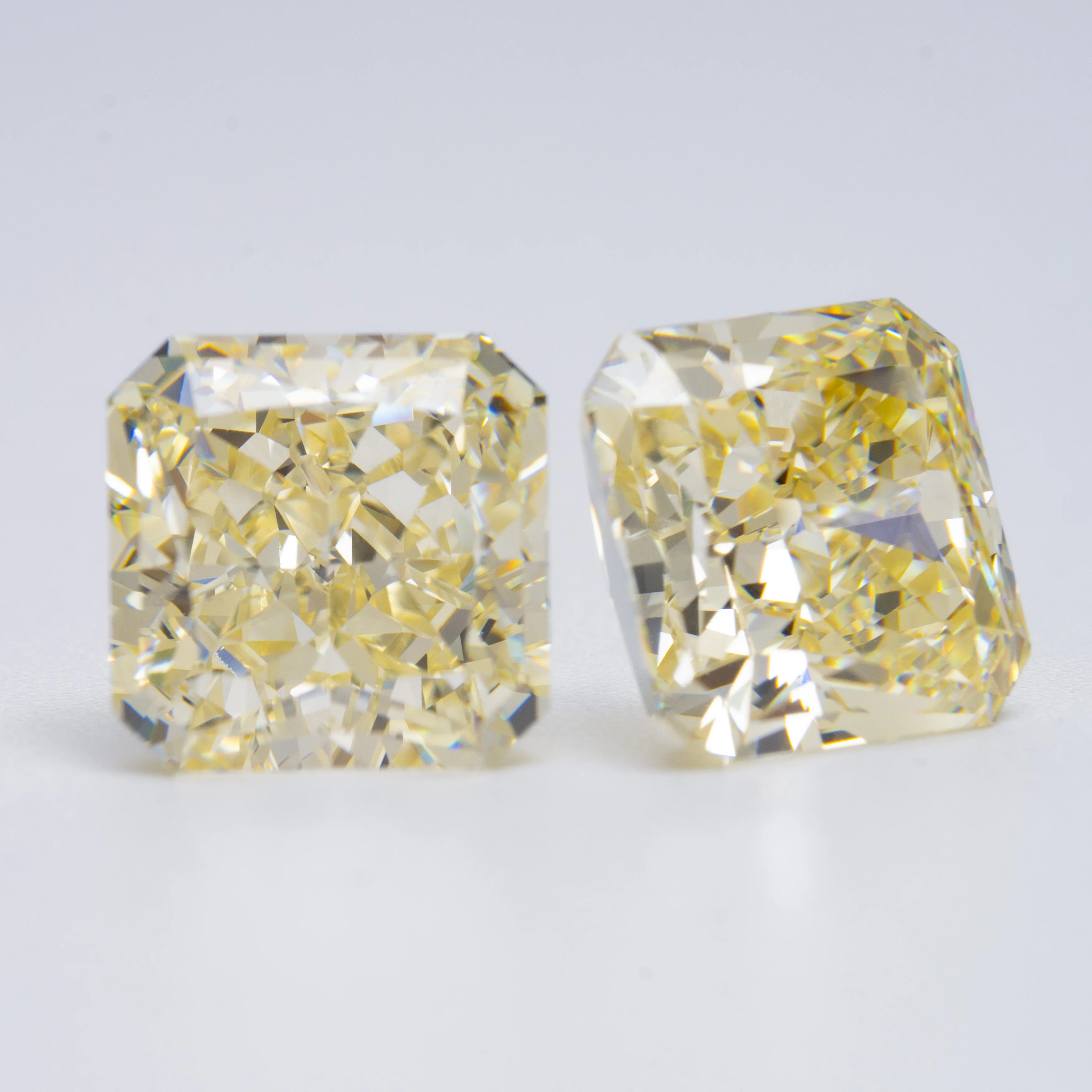 HanYu Radiant Cut Cubic Zirconia Light Fancy Yellow Crushed Ice Cut Zircon Stone Square Octagon 5A High Carbon Diamond CZ Gems