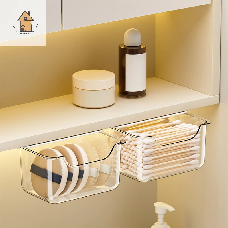 

Pull-Out Transparent Cabinet Storage Box for Makeup Cotton in Bathroom