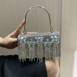 Pochette con strass borsa da sera con nappe di lusso borsa da sera con manico in oro con manico in oro a forma di diamante borsa da sera con manico in oro spedizione gratuita