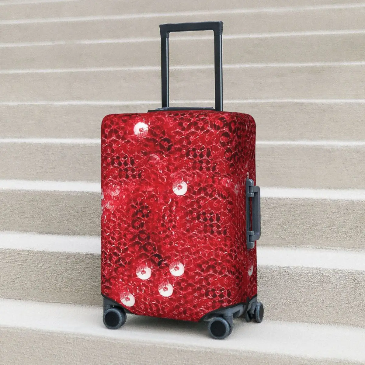 

Festive Red (Sequins ) Suitcase Cover Protection Elastic Travel Luggage Protector Covers for 18-32 Inch