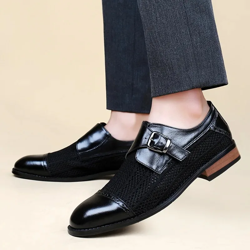 Sepatu Pria Berkualitas Tinggi Sepatu Kulit Berlubang Bernapas Sepatu Kasual Nyaman Sepatu Mengemudi Sepatu Bisnis Berlubang