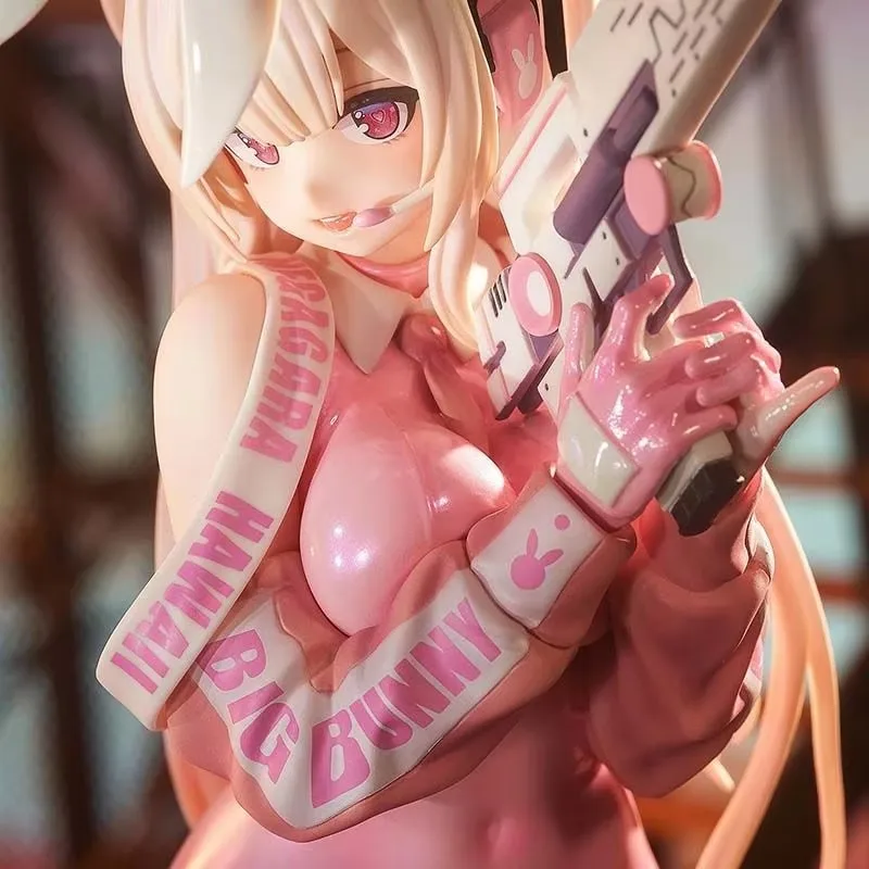 28cm Super Bunny Anime Figure Cute Bunny Girl Figure Pink Rabbit Figurine Pvc Gk Statue Model Doll Collection Room Desk Toy Gift