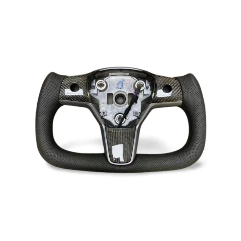 Embers YOKE Steering Wheel Carbon Fiber For Tesla Model 3 Y Accessories White Leather Sport Racing With Heating