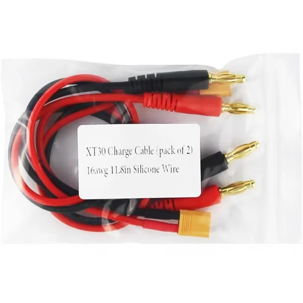 Кабель питания XT30 (гнездо) на 4-мм банановый разъем, 16AWG, 30 см, адаптер для подключения аккумулятора дрона, для любителей моделей.